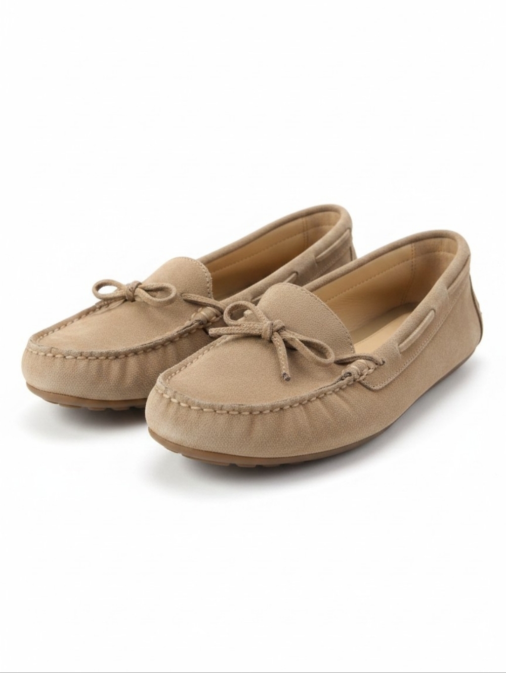 Michael Kors Suede Driving Loafers Tan Bow Moccasin Flats Size 7.5
